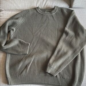 Duluth Trading Co Olive Green Crewneck Knit Sweater